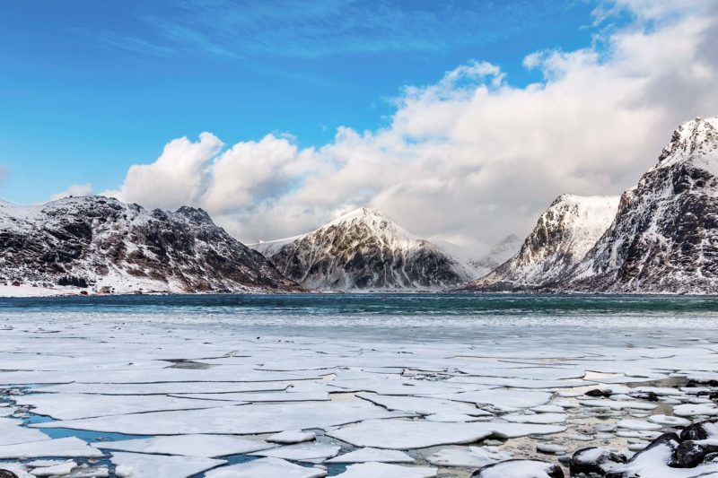 Norwegian  Icy Fjord – Photo Print Wall Art Norway - Lofoten Islands