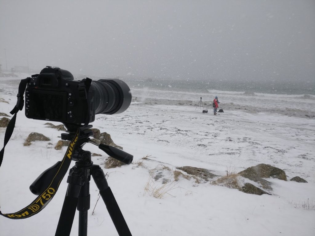 photographing in a snowstorm