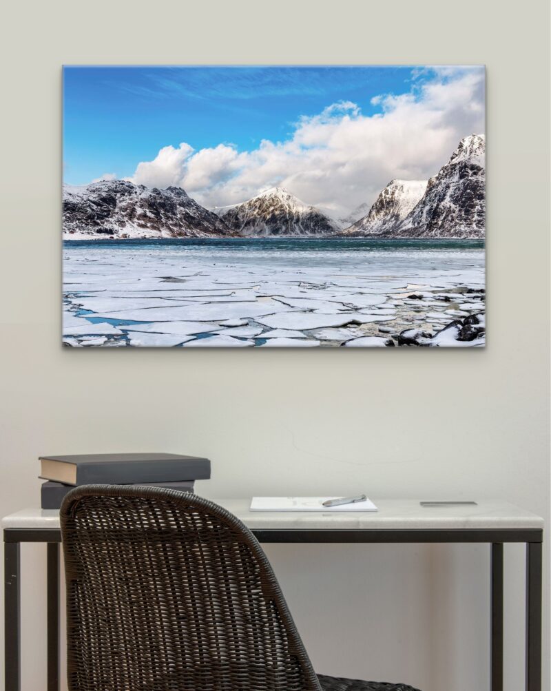 Norwegian  Icy Fjord – Photo Print Wall Art Norway - Lofoten Islands