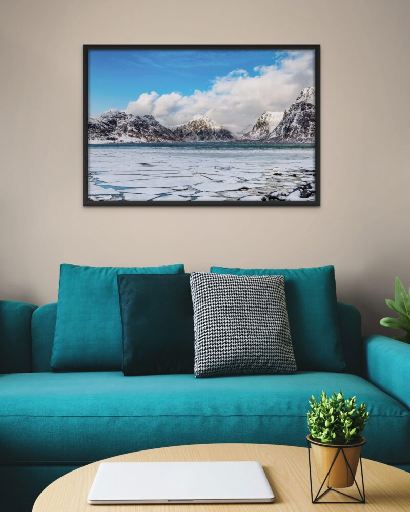 Norwegian  Icy Fjord – Photo Print Wall Art Norway - Lofoten Islands