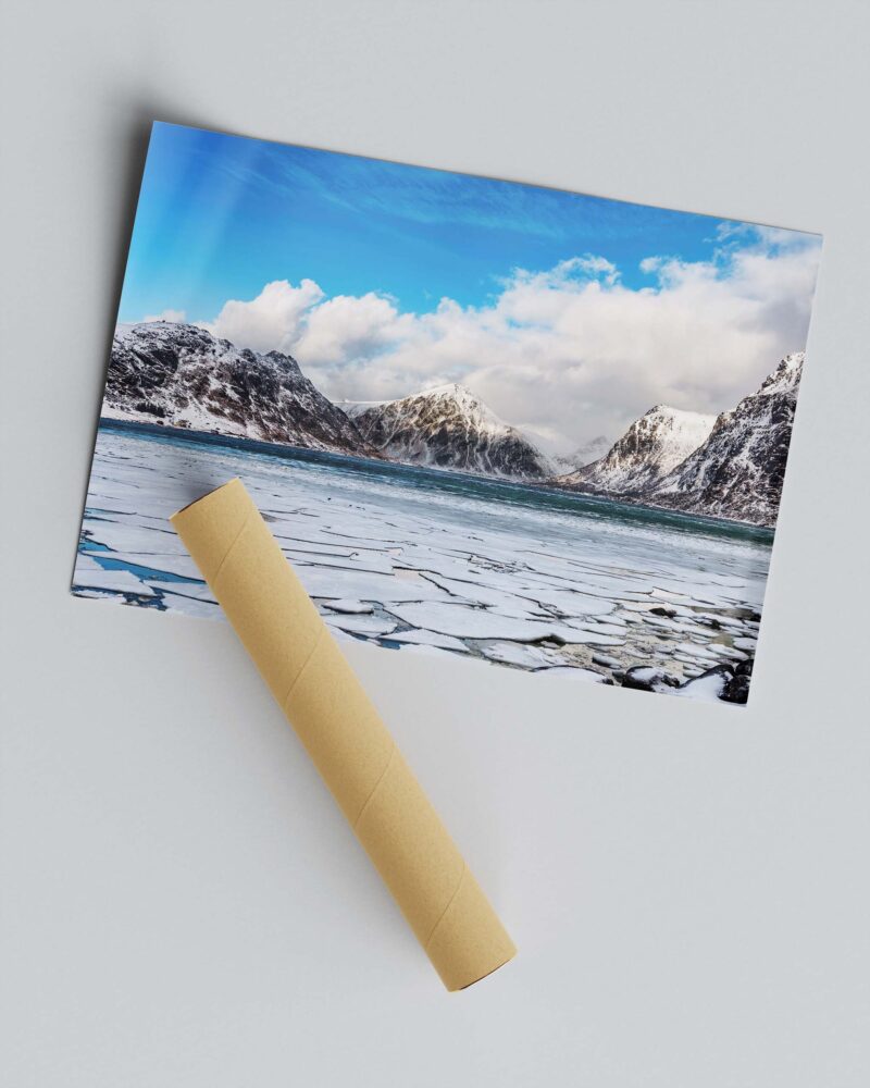 Norwegian  Icy Fjord – Photo Print Wall Art Norway - Lofoten Islands