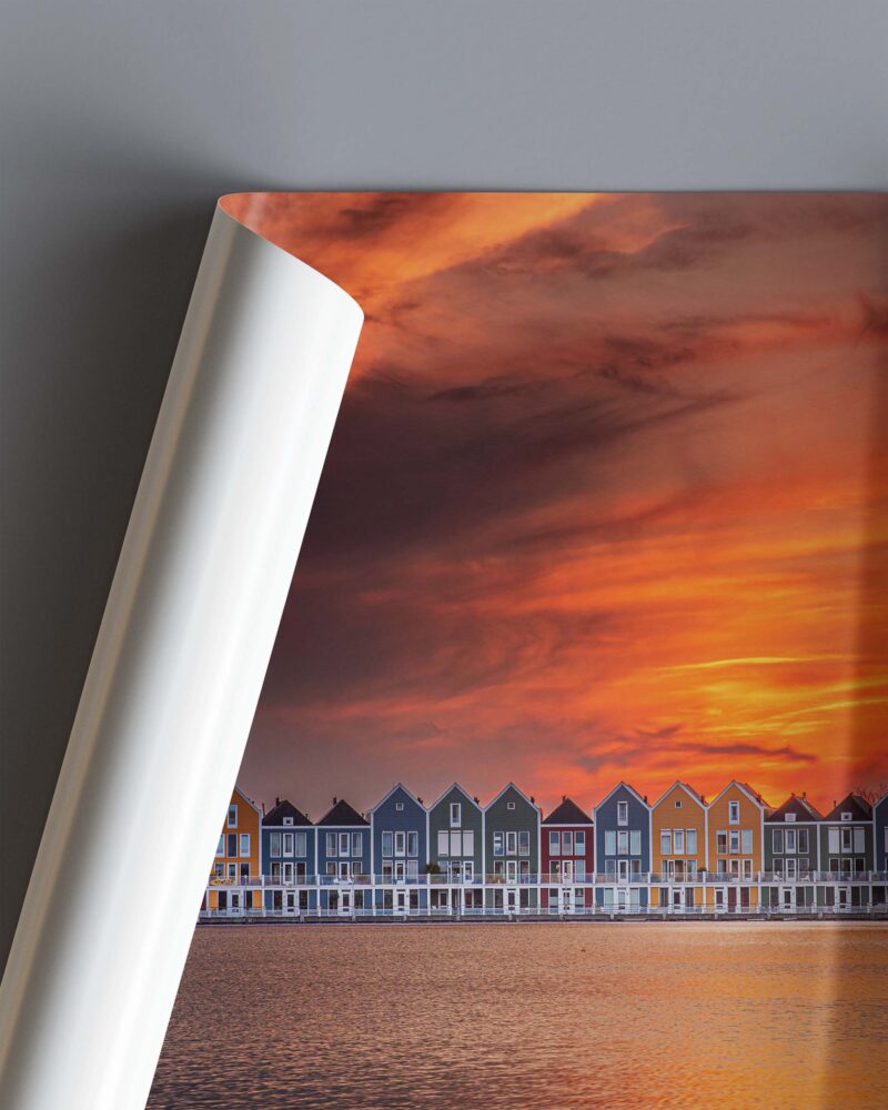 Colorful Wooden Houses At Sunset – Photo Print Wall Art The Netherlands