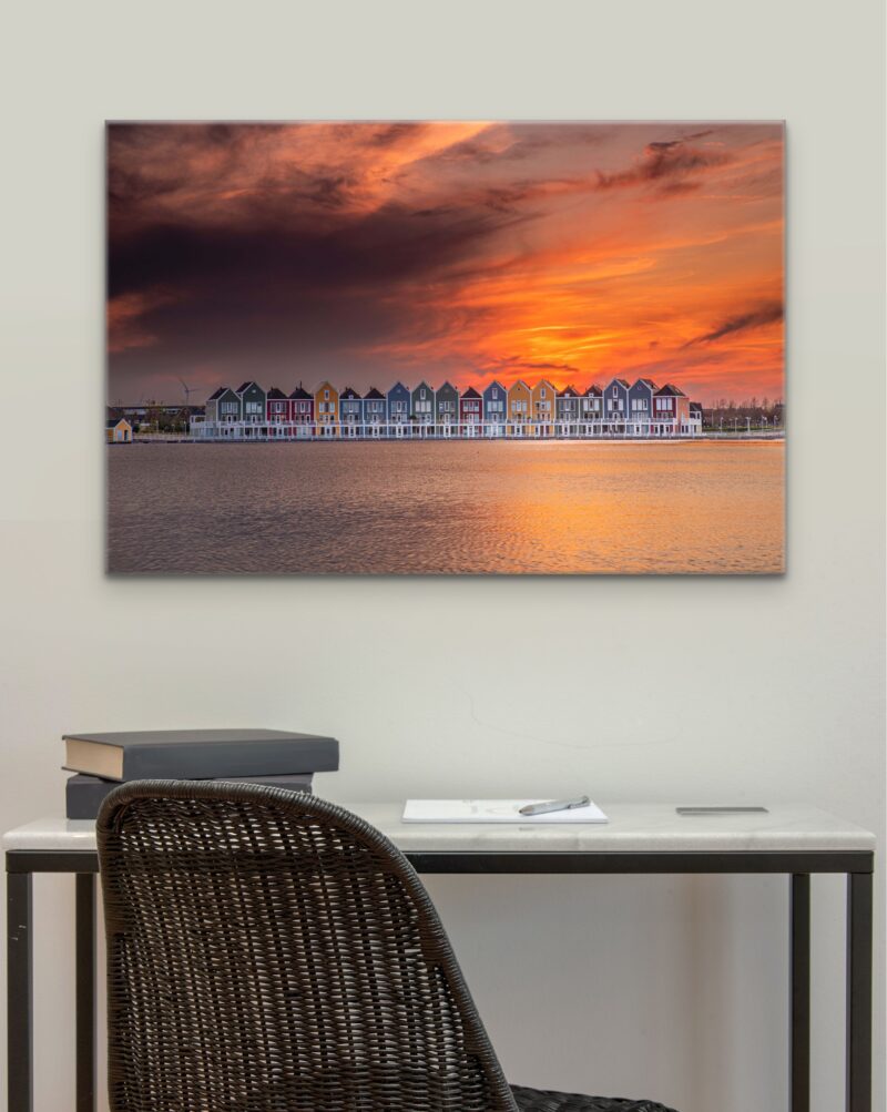 Colorful Wooden Houses At Sunset – Photo Print Wall Art The Netherlands