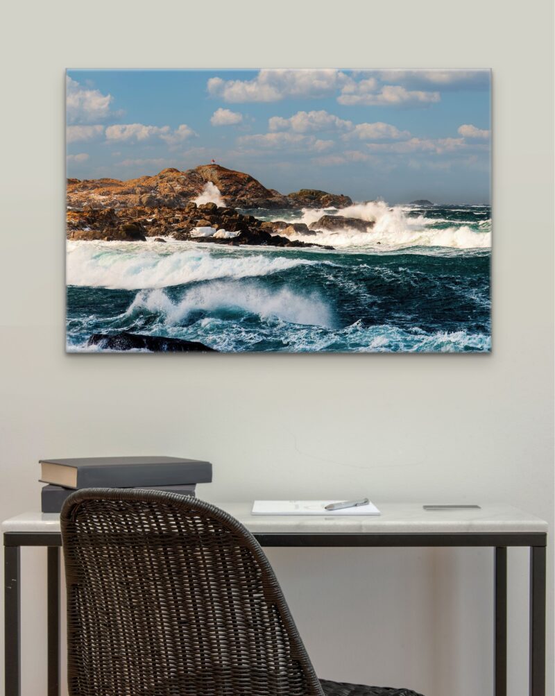 Lighthouse in Agitated Sea – Photo Print Wall Art Norway - Lofoten Islands