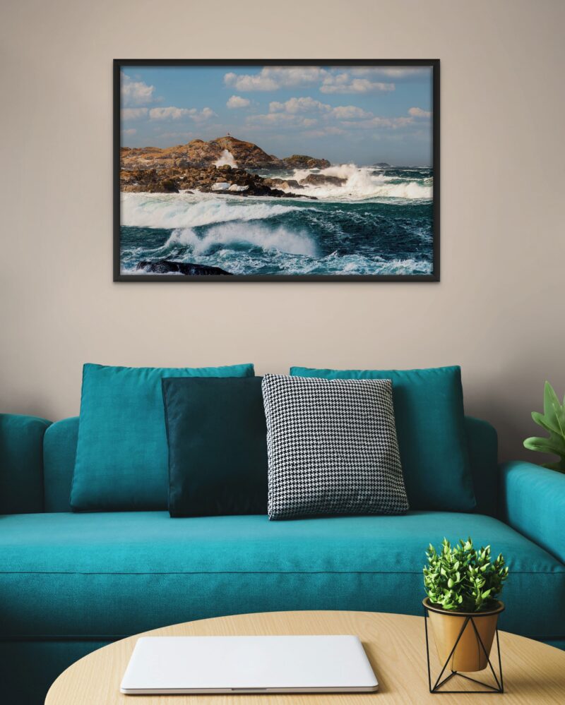 Lighthouse in Agitated Sea – Photo Print Wall Art Norway - Lofoten Islands