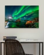 Northern Lights over the Fjord – Photo Print Wall Art Norway - Lofoten Islands