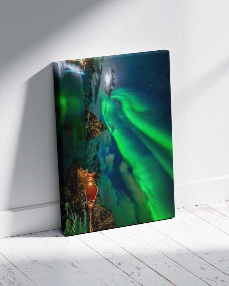 Northern Lights over the Fjord – Photo Print Wall Art Norway - Lofoten Islands