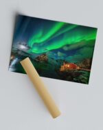 Northern Lights over the Fjord – Photo Print Wall Art Norway - Lofoten Islands