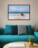 Red Beach House in Snowstorm – Photo Print Wall Art Norway - Lofoten Islands