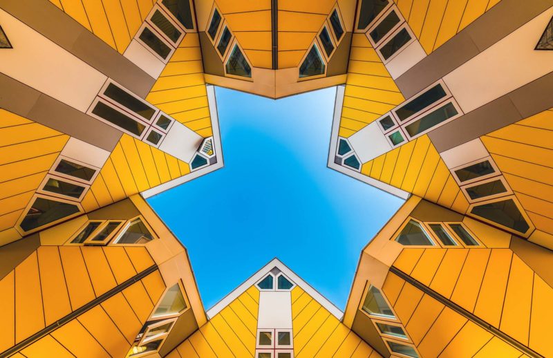 Blue & Yellow Symmetry – Photo Print Wall Art The Netherlands