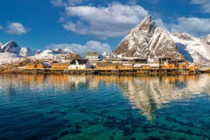 Picturesque Mountain Village by the Fjord Norway - Lofoten Islands