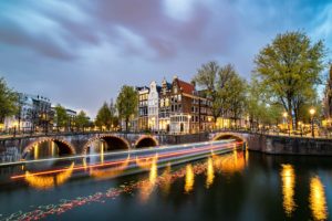 Amsterdam Canals Light Trails – Photography Print The Netherlands