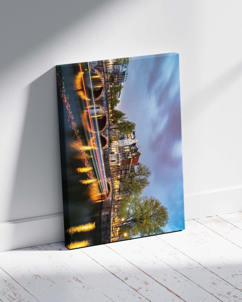 Amsterdam Canals Light Trails – Photo Print Wall Art The Netherlands