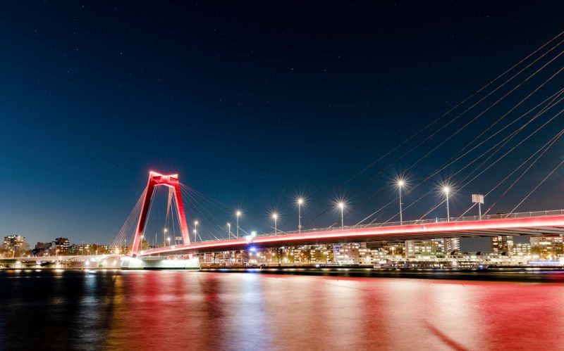 Willemsbrug Bridge At Night – Photo Print Wall Art The Netherlands