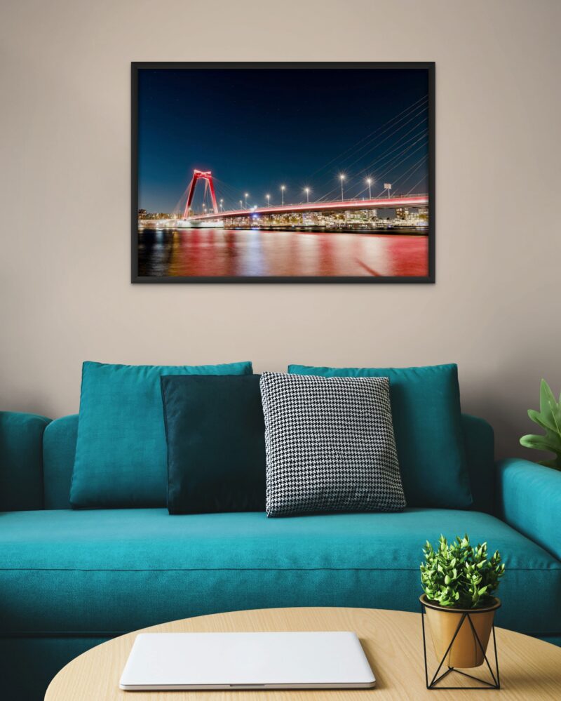 Willemsbrug Bridge At Night – Photo Print Wall Art The Netherlands