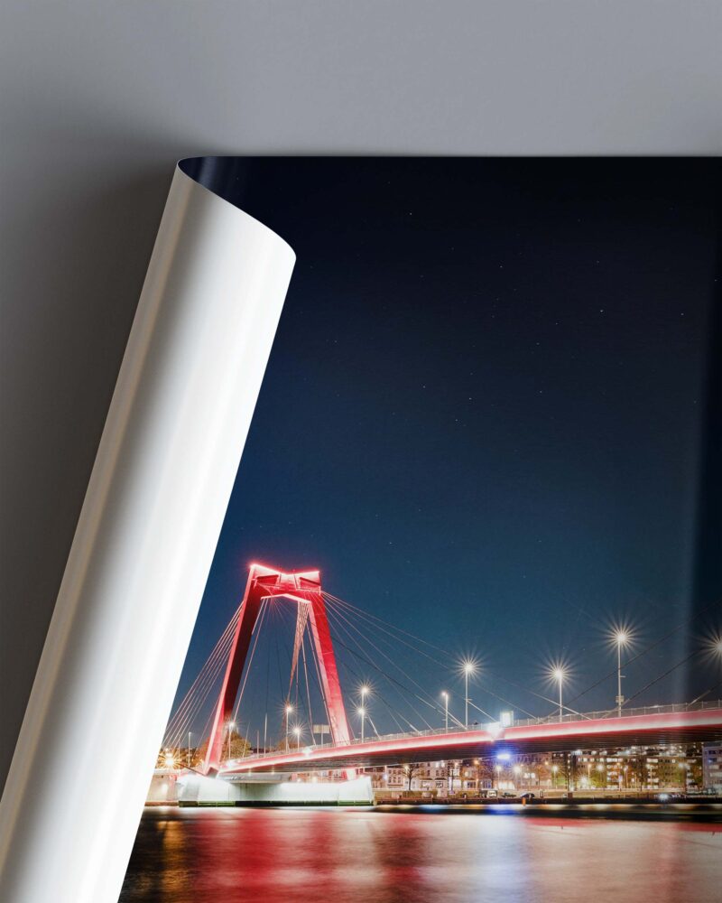 Willemsbrug Bridge At Night – Photo Print Wall Art The Netherlands