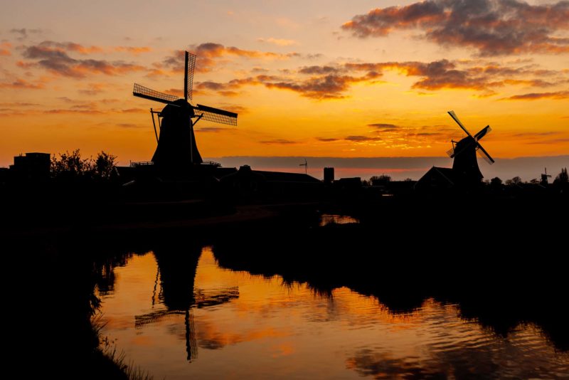 Windmill Silhouettes At Sunset – Photo Print Wall Art The Netherlands