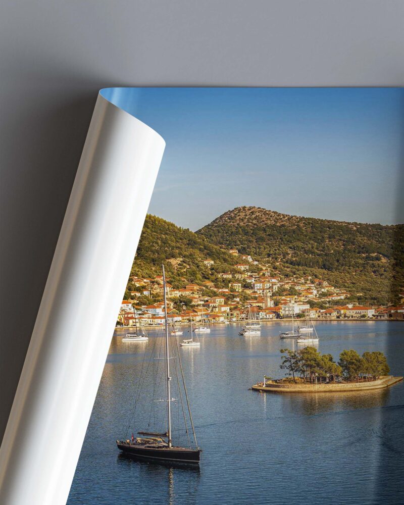 Greek Town with Sailboats – Photo Print Wall Art Greece