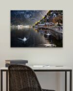 Hallstatt Town with Swans – Photo Print Wall Art Europe