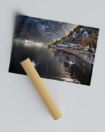 Hallstatt Town with Swans – Photo Print Wall Art Europe