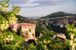 Meteora Monasteries Blossom  – Photo Print Wall Art Greece