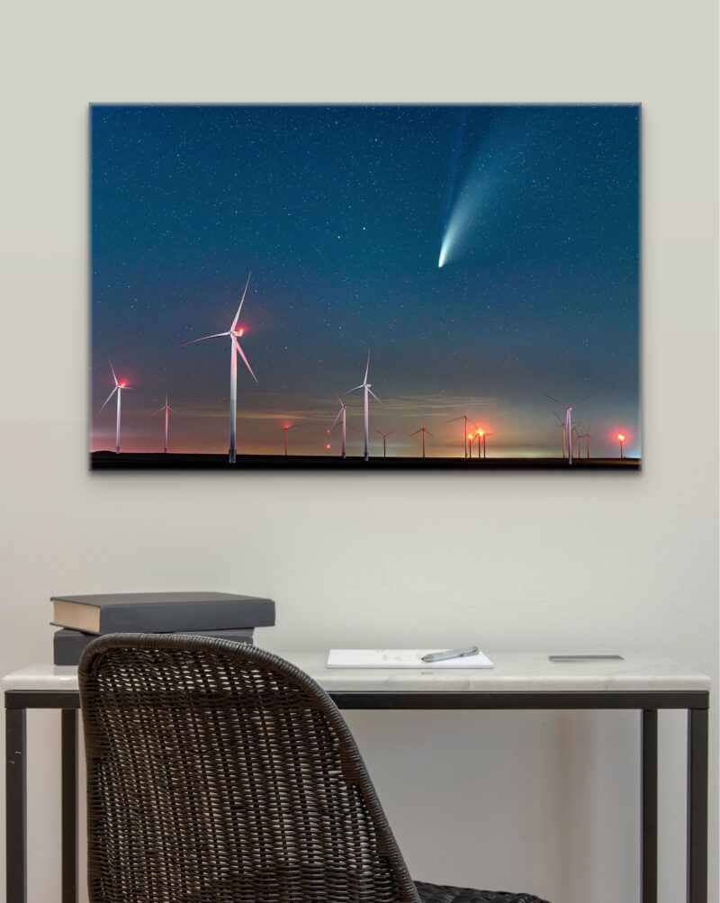 Comet Neowise above Wind Turbine – Photo Print Wall Art Special