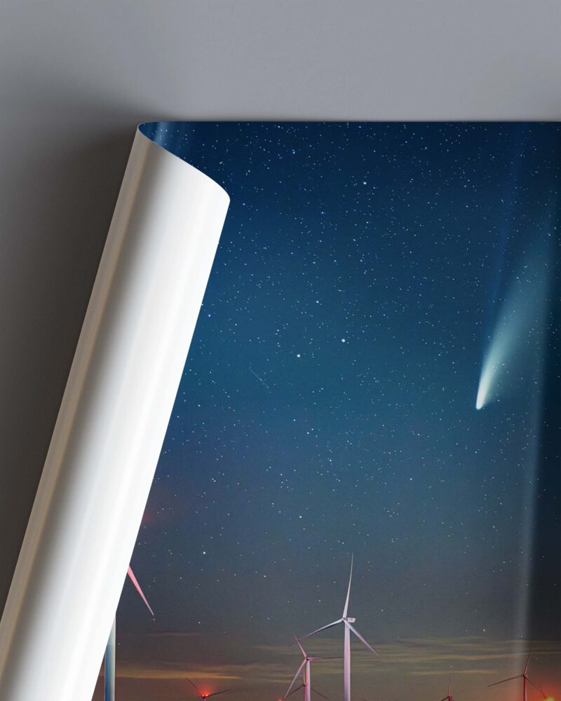 Comet Neowise above Wind Turbine – Photo Print Wall Art Special