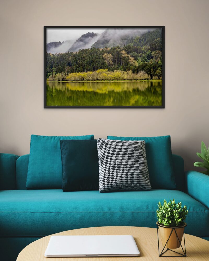 Furnas Treeline Lake Reflection – Photo Print Wall Art The Azores